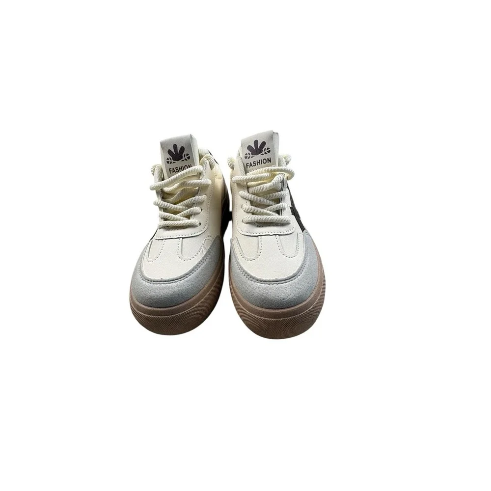Women's Fashion Platform Sneakers EU 38 Cream Gray Gum Sole